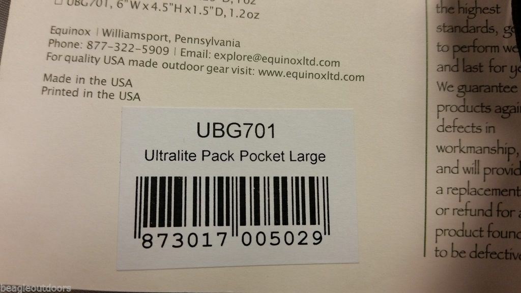 Equinox Gila Ultralite Horizontal Pack Pocket Brown Silicone Nylon UBG701