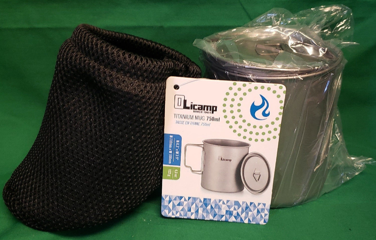 Olicamp Space Saver Ultralight Titanium 750ml Mug w/Folding Handles, Lid, & Bag
