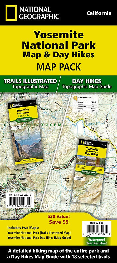 Yosemite National Park CA Map Day Hikes Guide Bundle Waterproof Hiking Trail
