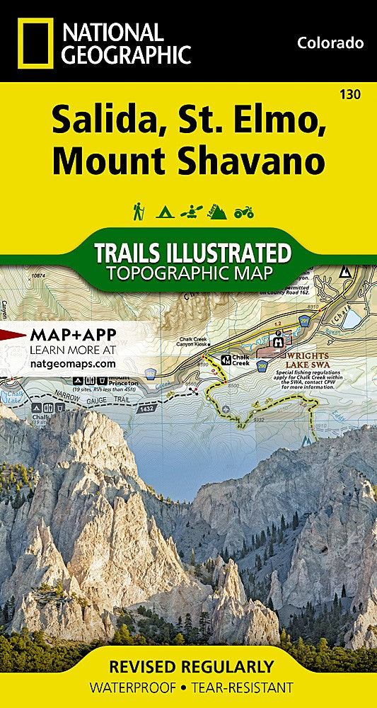 Salida St Elmo Mount Shavano CO Waterproof Topo Map Hiking Camping Trail #130