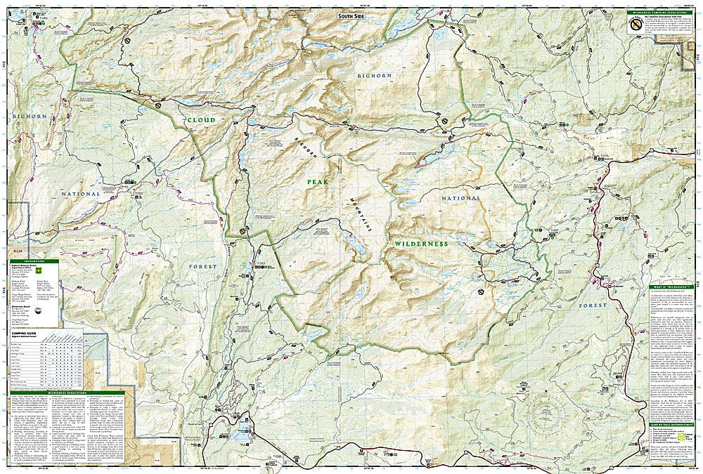 Cloud Peak Wilderness WY Waterproof Topographic Map Hiking Camping Trail #720