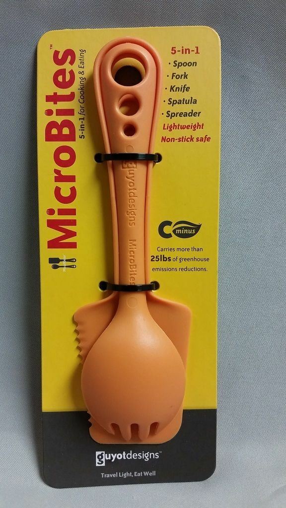 Guyot Designs Microbites Utensil 5-In-1 Spoon-Fork-Knife-Spatula-Spreader Orange