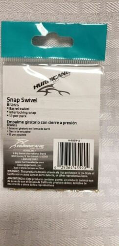 Hurricane Brass Snap Swivel Size 14 - Barrel Swivel w/Interlocking Snap 12-Pack