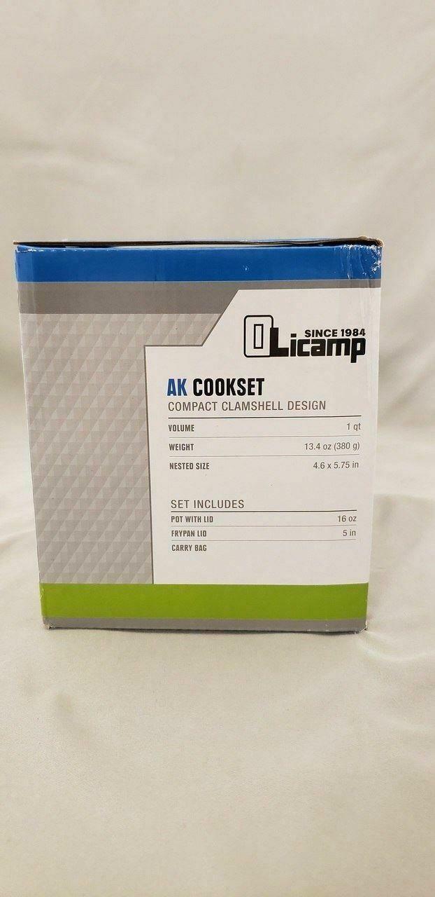 Olicamp AK 1 Qt Stainless Steel Mess Kit Cookset w/Pot--Fry Pan Lid--Stuff Sack