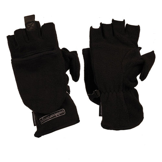 Outdoor Designs Fuji Convertible Mittens Black Fleece Gloves S 260699