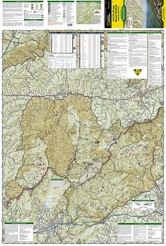 Linville Gorge Mount Mitchell NC Waterproof Topo Map Hiking Camping Trail #779