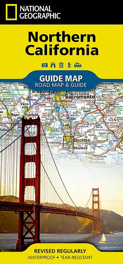 Northern California Road Map Travel Guide Waterproof Topographic Camping Hiking