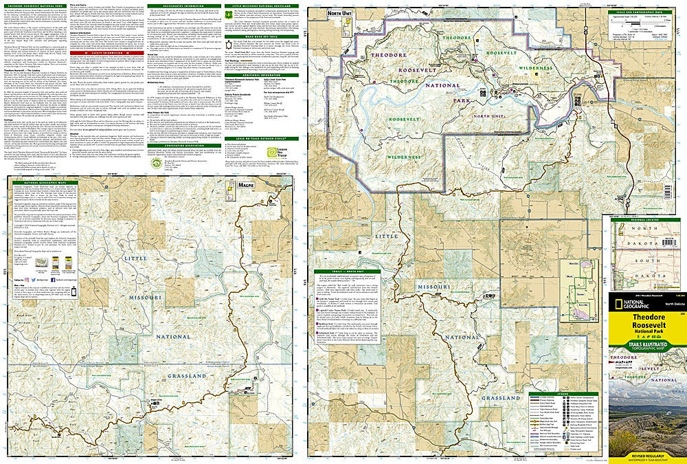 Theodore Roosevelt National Park ND Waterproof Topo Map Hiking Camping #259