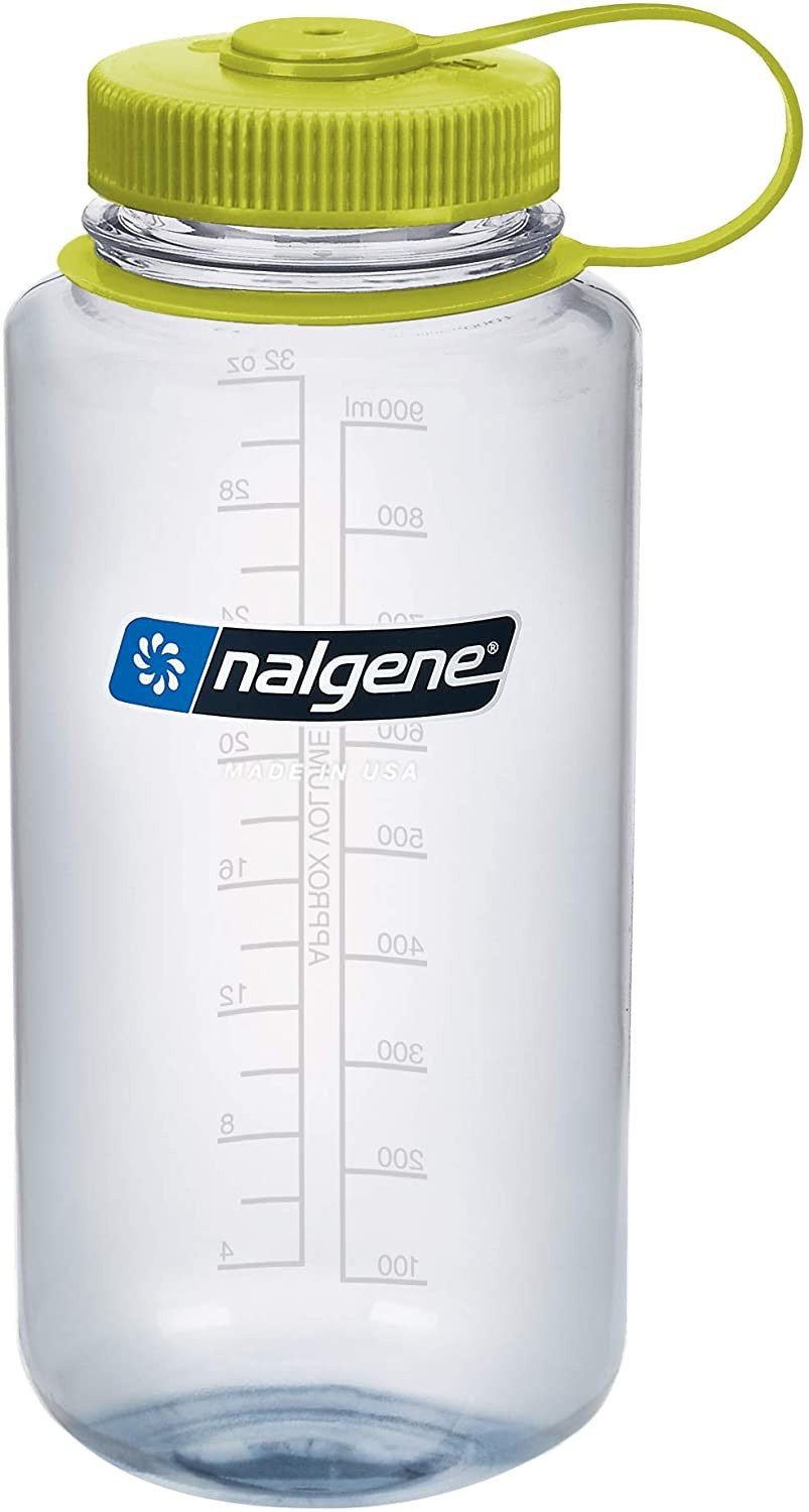 Nalgene Sustain 32oz Wide Mouth Water Bottle – Clear/Spring Green