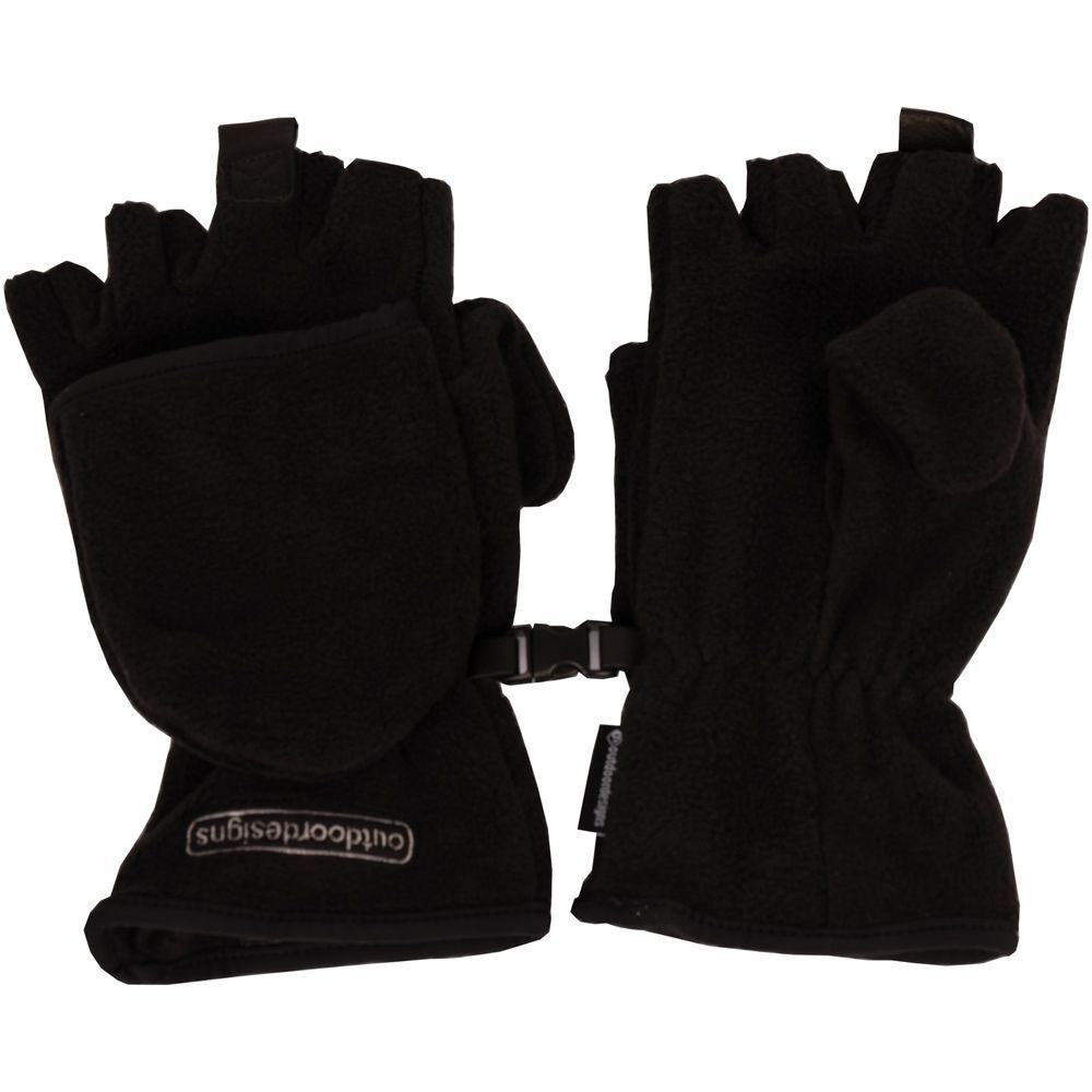 Outdoor Designs Fuji Convertible Mittens Black Fleece Gloves M 260700