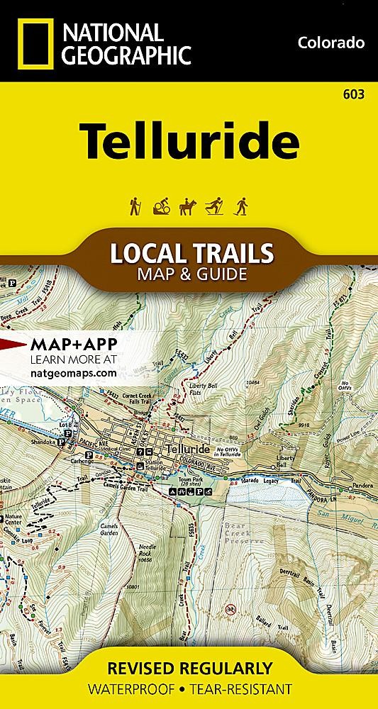 Telluride CO Local Trails Waterproof Topo Map Hiking Biking Guide #603
