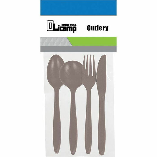 Olicamp Knife-Fork-Teaspoon-Soup Spoon 4-Pack Camping Cutlery — Smoke
