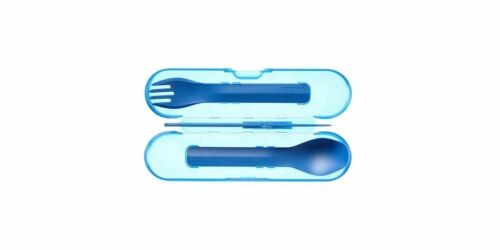 Humangear GoBites Trio Spoon/Fork/Knife/Pick w/Case Combo Utensil Blue--BPA-Free