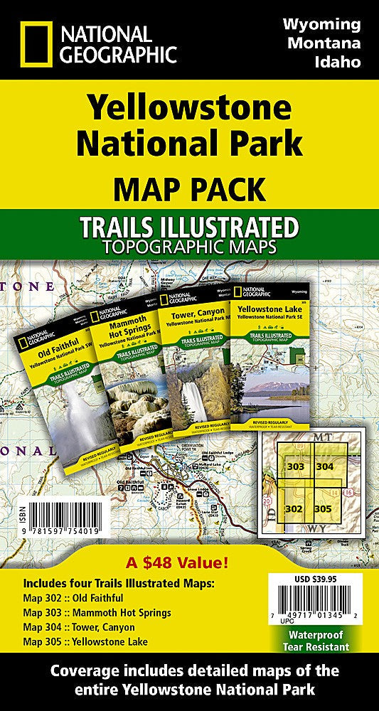 Yellowstone National Park WY Waterproof Topo Map Bundle Pack Hiking Camping