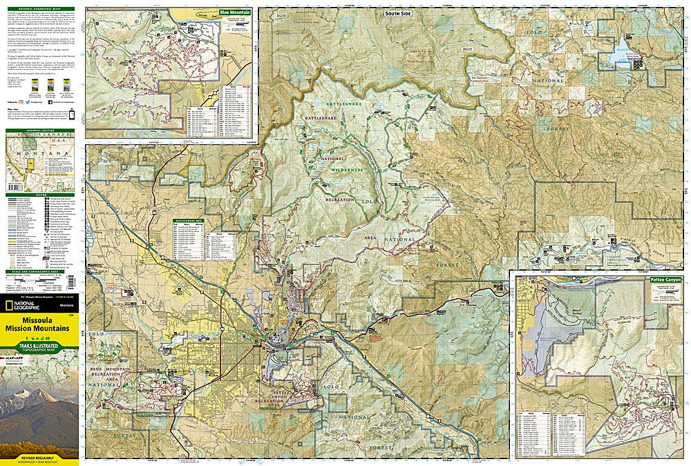 Missoula Mission Mountains MT Waterproof Topo Map Hiking Camping Trail #724