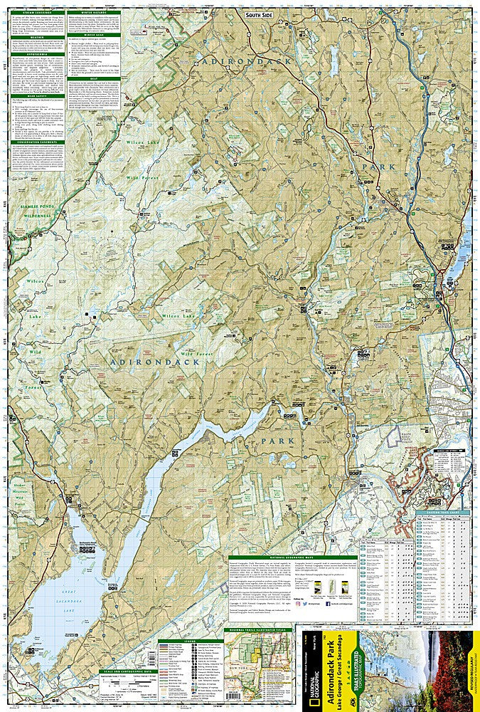 Adirondack Park Lake George NY Waterproof Topo Map Hiking Camping Boating #743