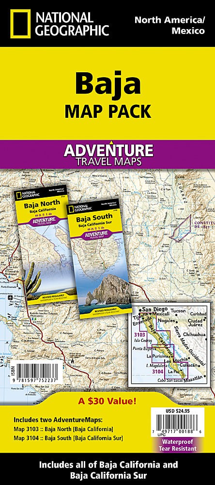 Baja California Mexico Waterproof Travel Map Camping Hiking Adventure Bundle