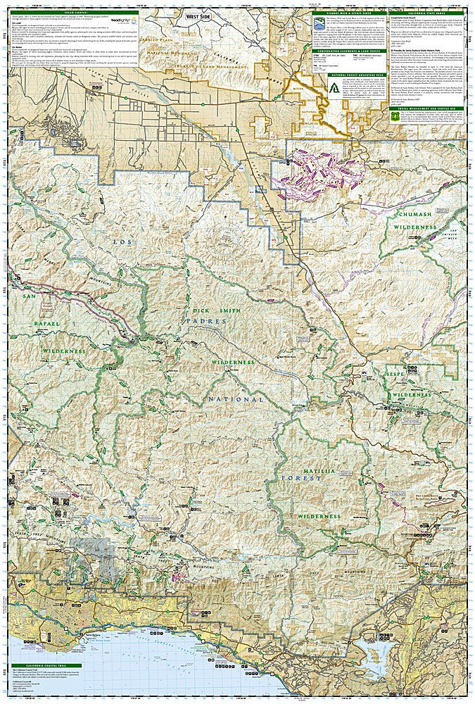 Los Padres National Forest East CA Waterproof Topo Map Hiking Camping #812