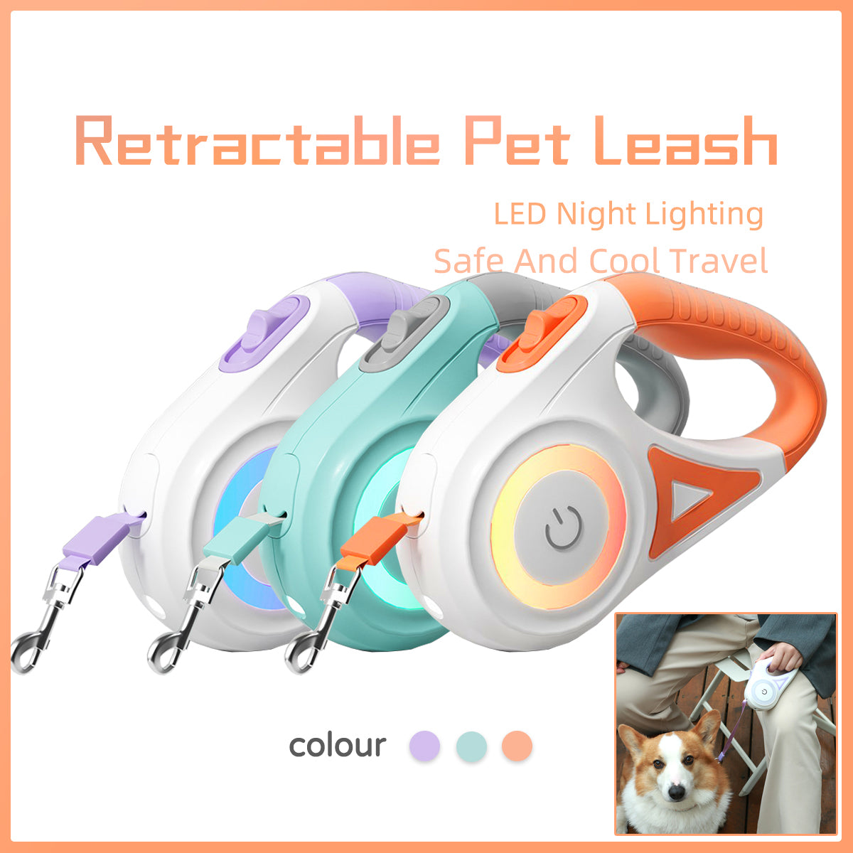 Dog Leash Retractable- Leash And Dog Collar Spotlight Automatic