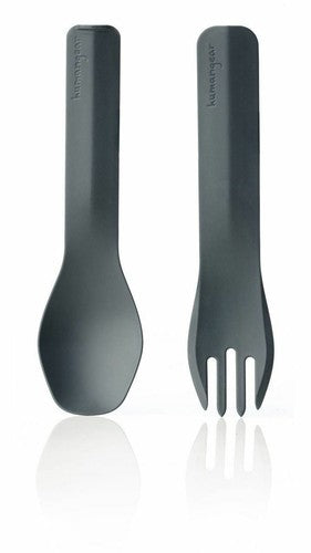 Humangear GoBites Duo Spoon/Fork Combo Utensil Gray - Sturdy BPA-Free Nylon image 1