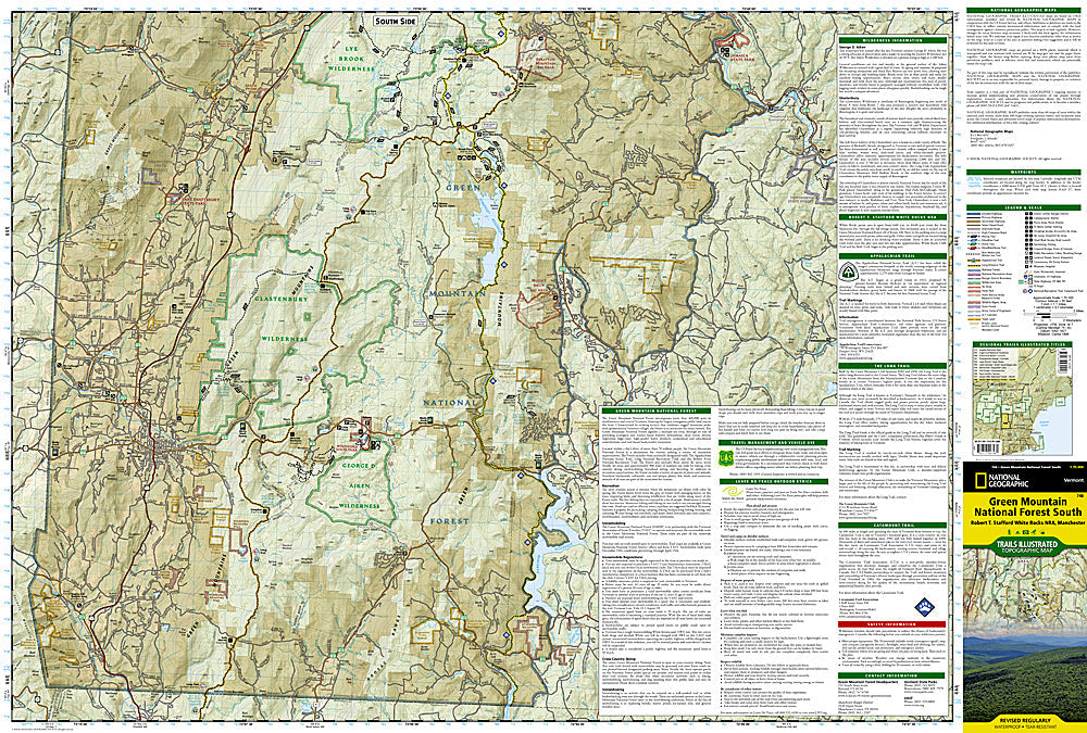 National Geographic Trails Illustrated VT Green Mountains Nat Forest S Map 748 image 1