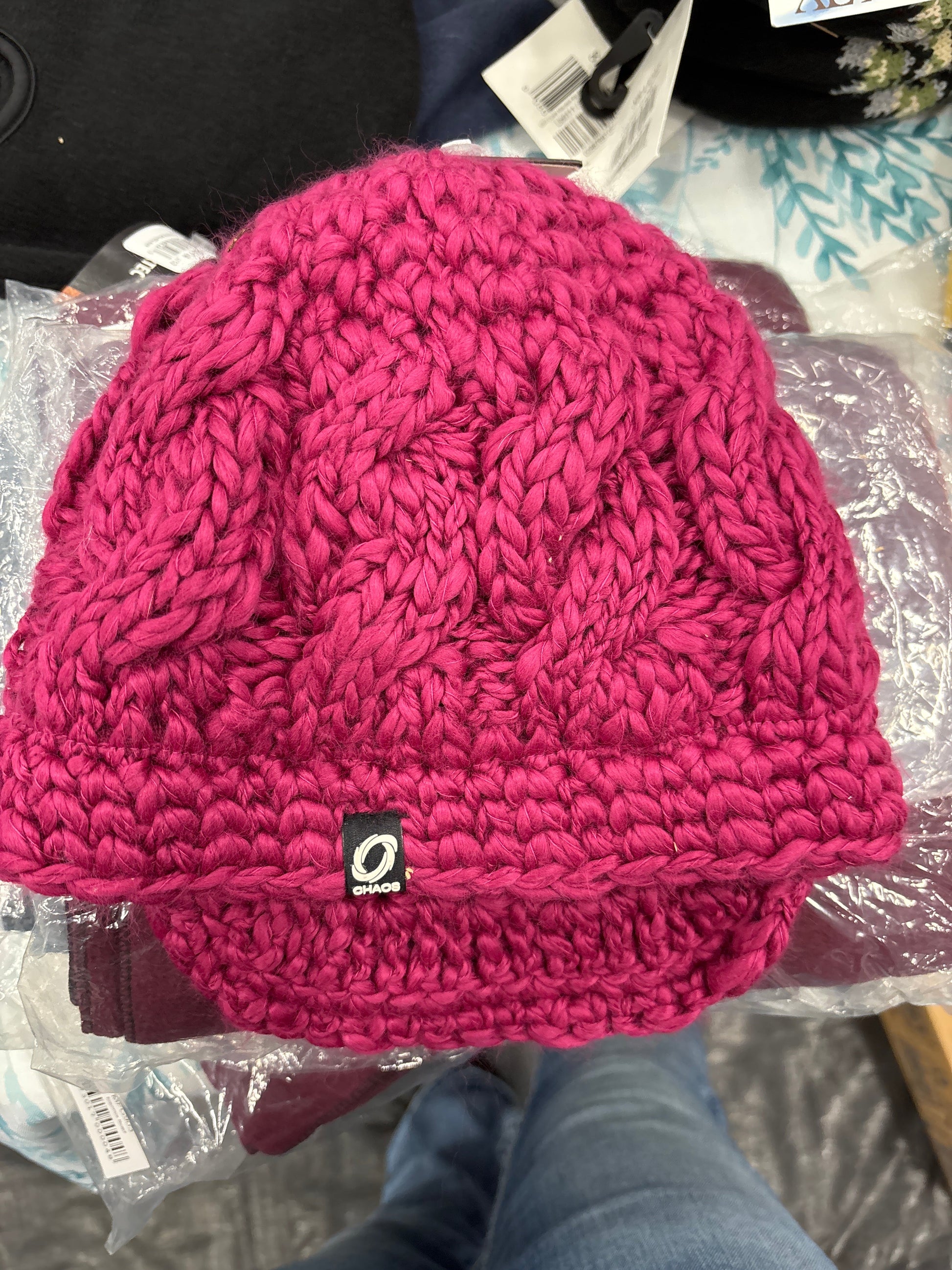 Tangled Trails Outdoor Gear Chaos Fushia cap with adjustable strap and curved brim, vibrant pink color for outdoor activities.