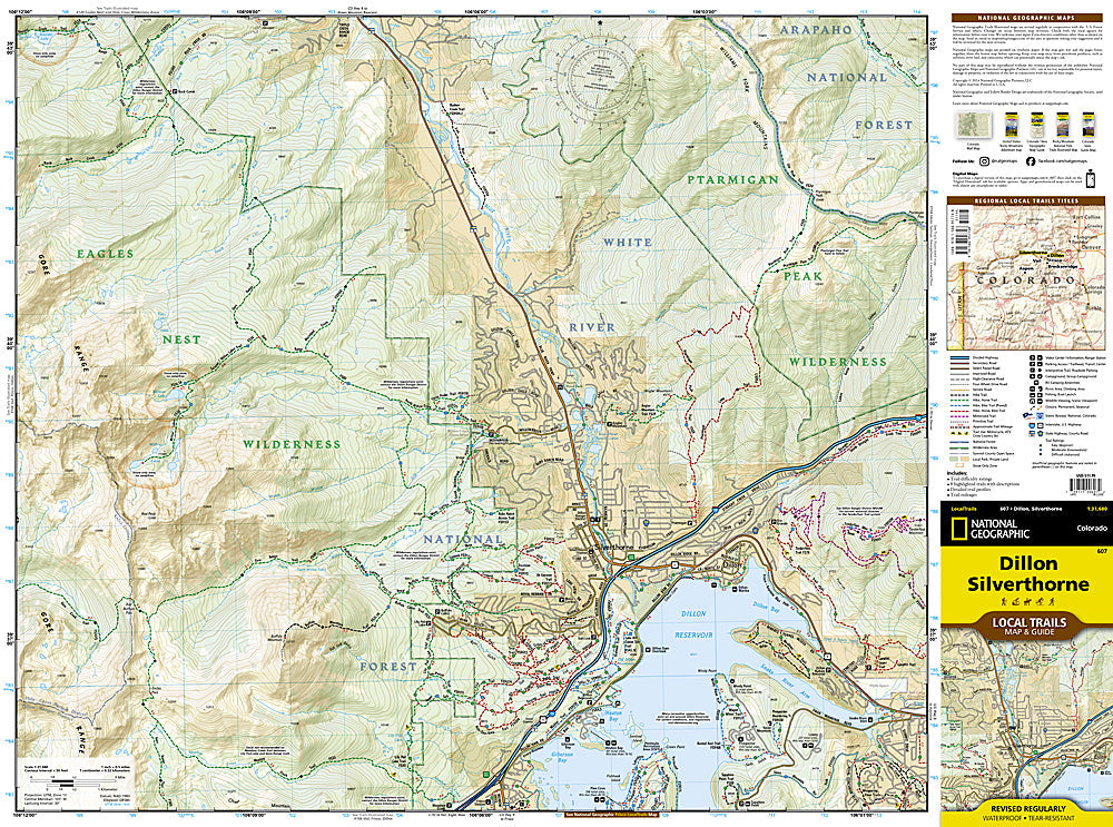 National Geographic TI Dillon Silverthorne CO Local Trails Topo Map &amp; Guide image 1
