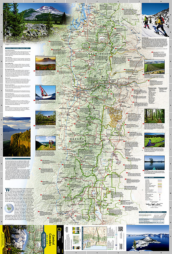 National Geographic Central Cascades Destination Touring Map &amp; Guide DM01020690 image 1