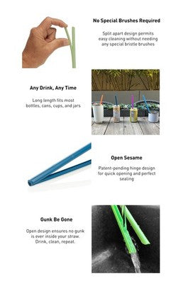 Humangear UnStraw Cleanable Straw Blue/Red/Lime/Orange 4-Pack HG0980 image 3