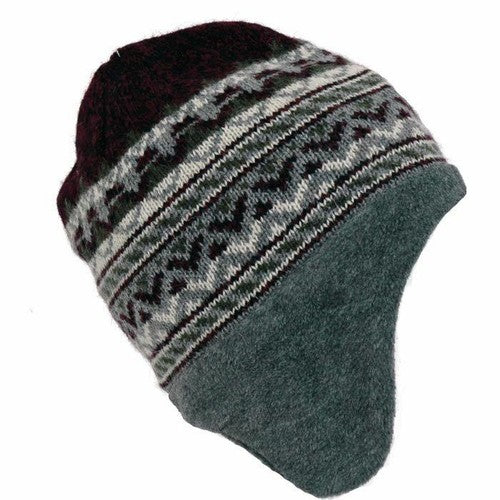 Liberty Mountain Ear Flap Hat Fleece Beanie Cap Black Green Gray image 1