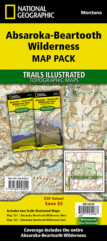National Geographic Absorka-Beartooth Wilderness Map Pack Bundle TI01021272B image 0