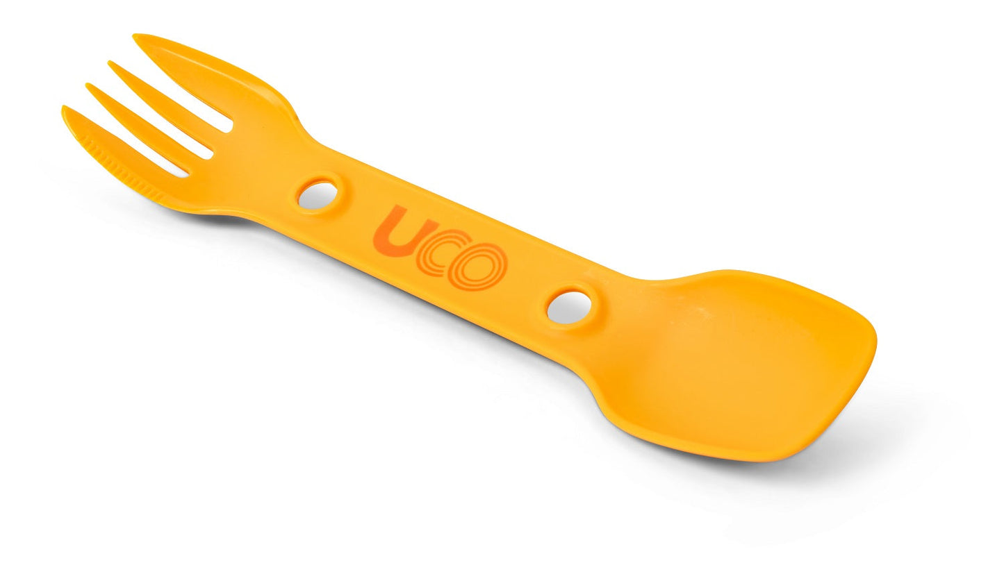 UCO Utility Spork Fork-Spoon-Knife Combo 7'' Utensil 2-Pack Gold / Rich Sky Blue image 2