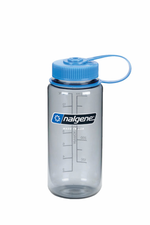 Nalgene Wide Mouth 16oz BPA Free Water Bottle Clear Gray w/Blue Lid Sustain image 0