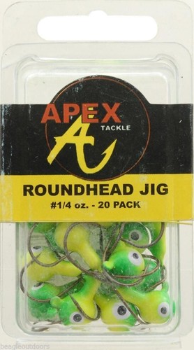 NEW Apex Roundhead Jig 1/4 oz Chartreuse/Green 20-Pack Fishing Lure AP14-20-2 image 0