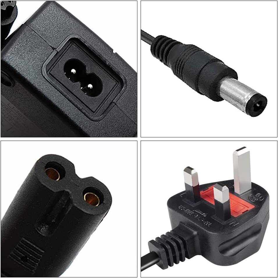 Tangled Trails Outdoor Gear 42V 2A battery charger for 36V Li-ion electric bike and e-scooter batteries, plugged into a charging port.