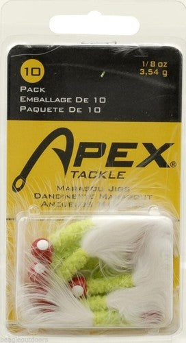Apex Marabou Jig 1/8 oz Chartreuse RedHead Fishing Lure 10 Pack MJ-1/8CHRD/A image 0