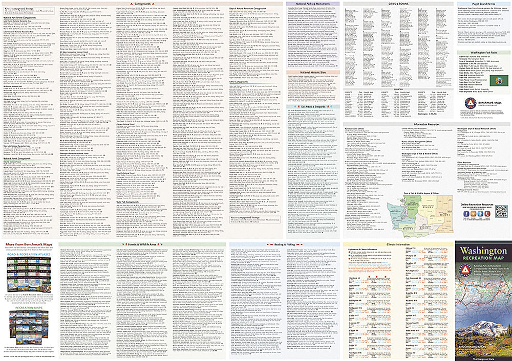National Geographic Benchmark Washington WA Recreation Map BE0BENWARM image 1