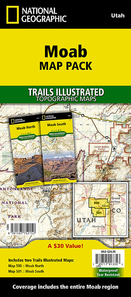 National Geographic Trails Illustrated UT Moab East &amp; West Map Bundle 1020382 image 0