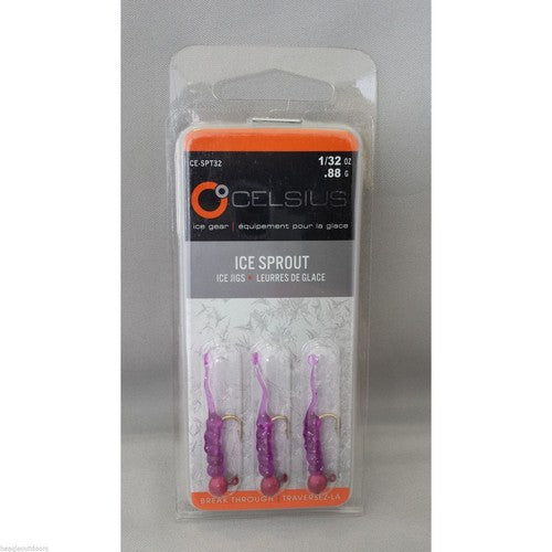 Celsius Ice Sprout 1/32 Jig head with Tail Purple CE-SPT32PUR Fishing Lure 3-PK image 0