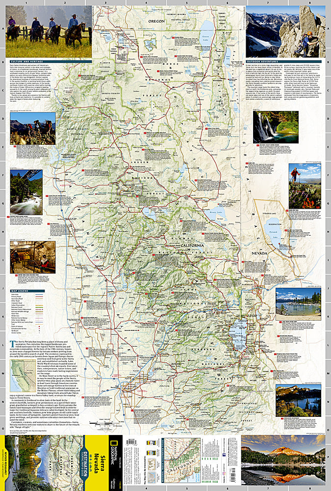 National Geographic Destination Travel Map California CA Sierra Nevada image 1