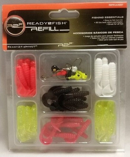 Ready2Fish Fishing Essentials Lure Kit w/Worms/Grubs/Crawdads/Jig Heads image 0