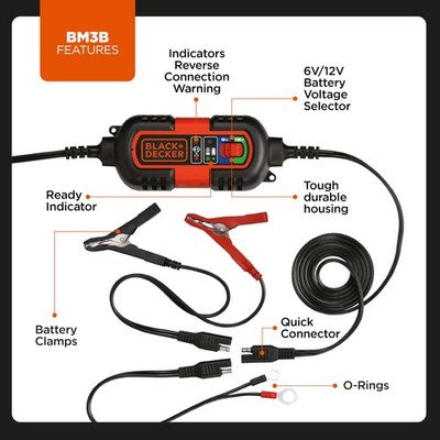 BLACK+DECKER 6v/12v Battery Maintainer/Trickle Charger BM3B image 0