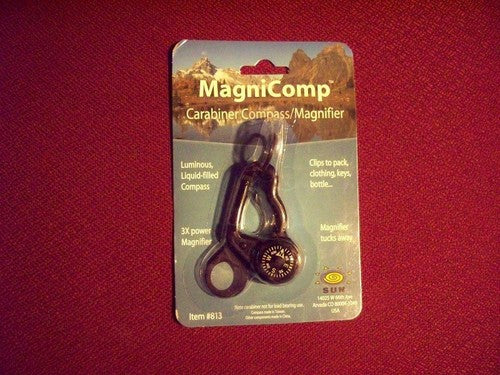 Sun MagniComp Compass 3X Magnifier Carabiner Key Ring Biner Backpacking 813 image 2