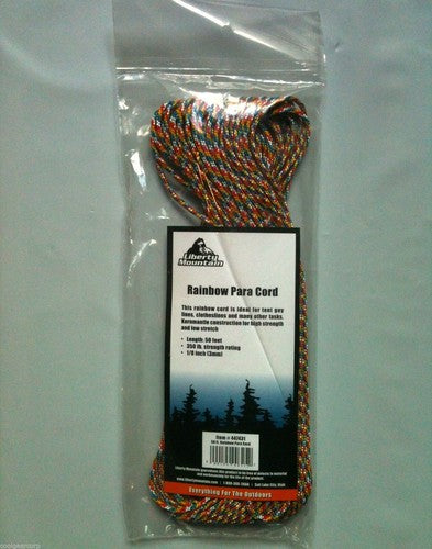 Liberty Mountain 50-Feet Paracord Rainbow Lightweight Strong 1/8" Cord/Rope image 0