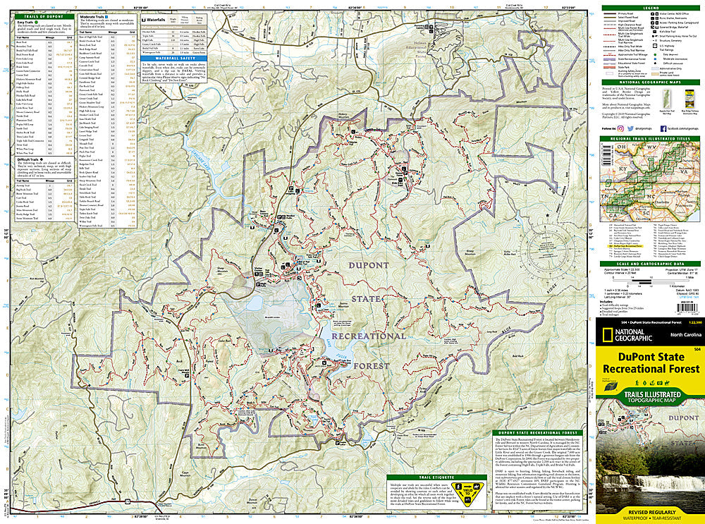 National Geographic Trails Illustrated NC DuPont State Rec Forest Topo Map 504 image 1