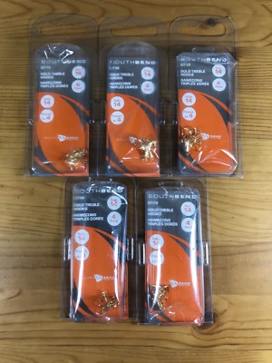 South Bend Gold Treble Hooks Size 14 - Pack of 4