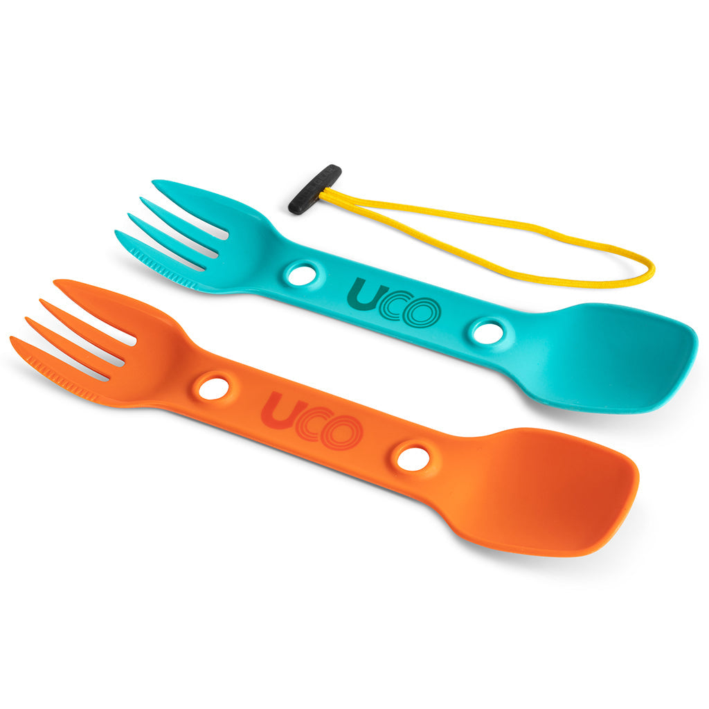 UCO Utility Spork 2-Pack - Teal & Orange - 3-in-1 Camping Utensil image 0