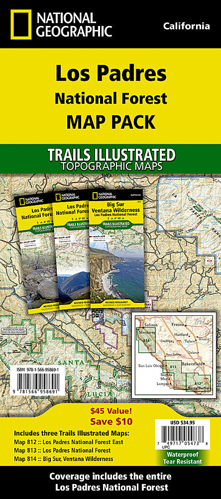National Geographic Trails Illustrated CA Los Padres Nat Forest Map Pack Bundle image 0