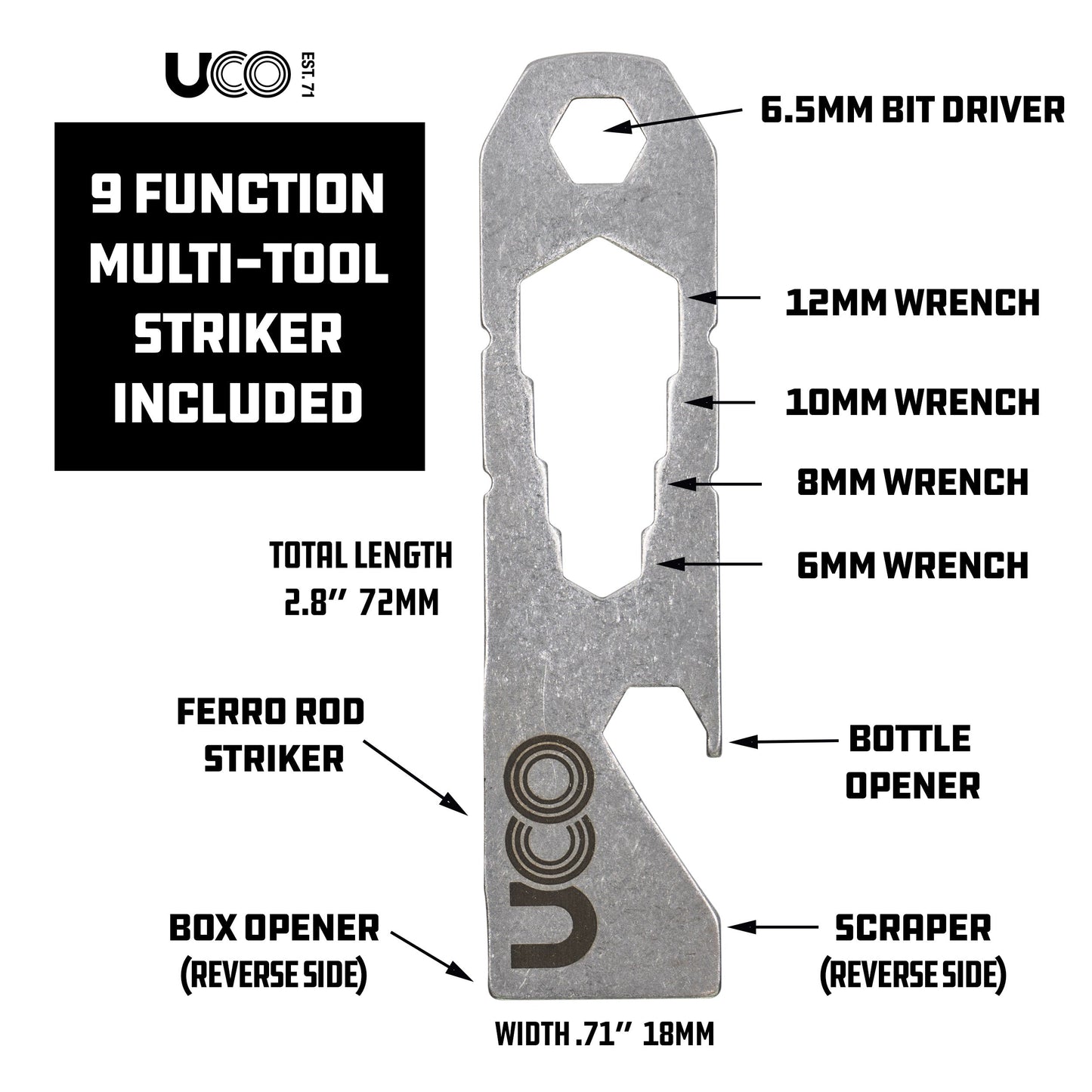 UCO Survival Fire Striker Ferro Rod w/Multi-Tool Black MT-FS-SVKIT image 1