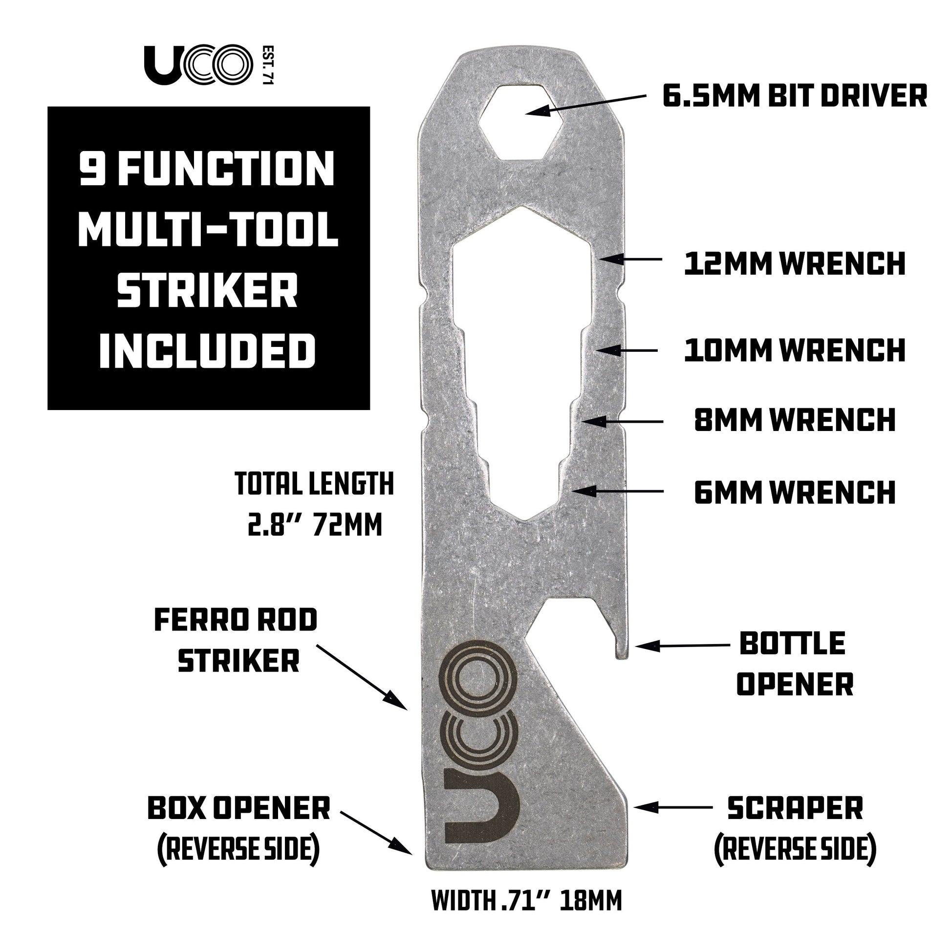 UCO Survival Fire Striker Ferro Rod w/Multi-Tool Black MT-FS-SVKIT image 1